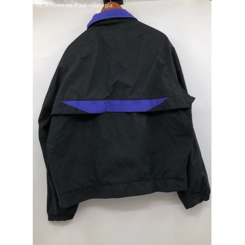 Radical Black 90s Mesh Lined Full Zip Acrylic Coated Nylon Golf Windbreaker - L